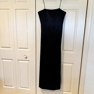 Adrianna Pappel Evening Black Satin Strapless Gown with Scarf Size 12